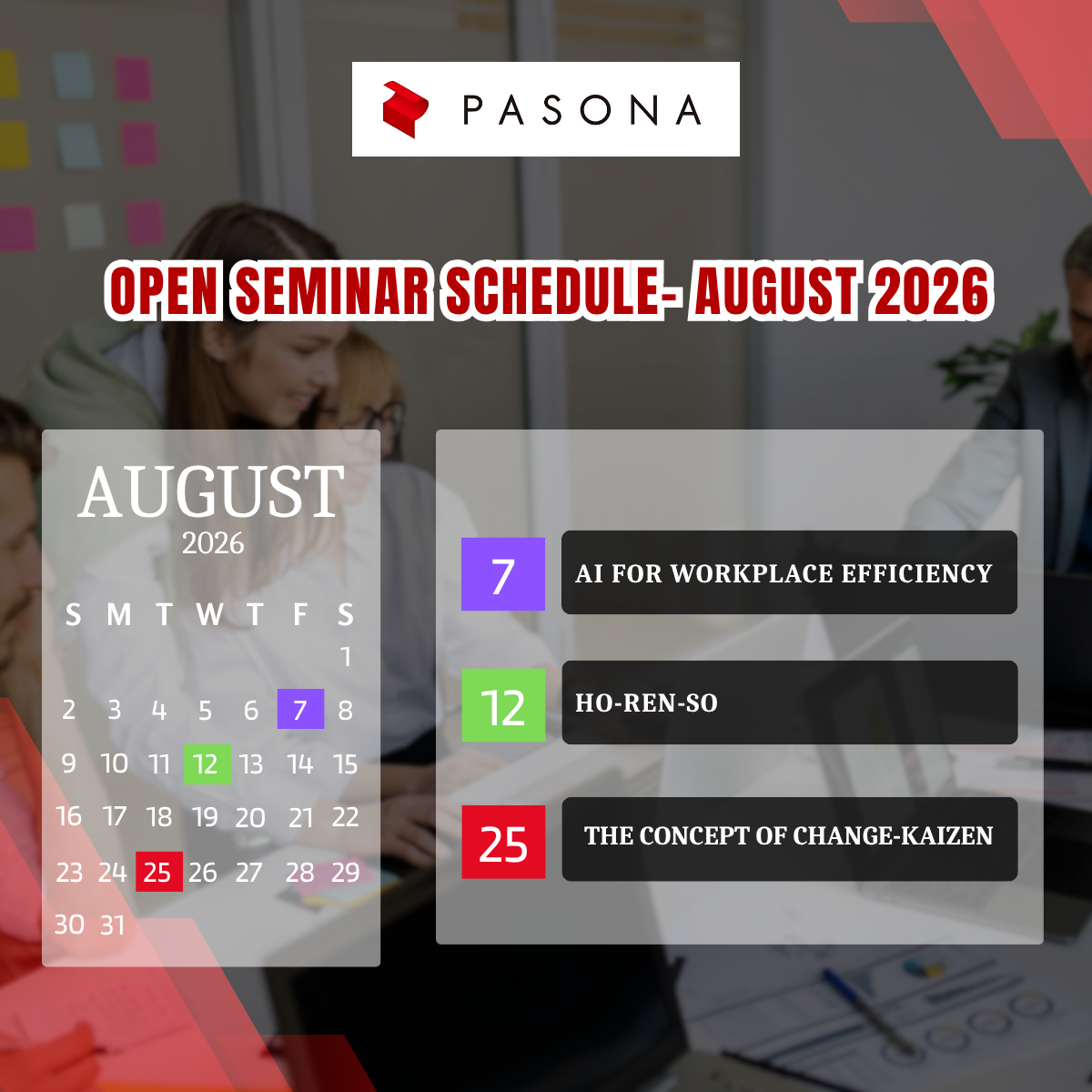 Open Seminar Training Calendar โ August โ26